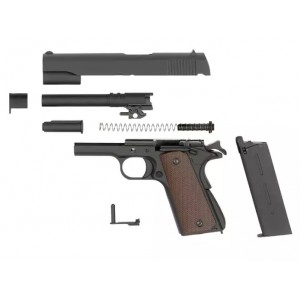 Страйкбольный пистолет Colt 1911, Gas, чёрный, металл (KJW)
